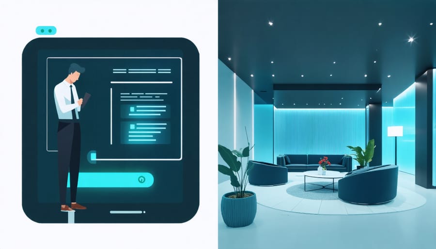 Split screen view of online casino player and physical casino environment