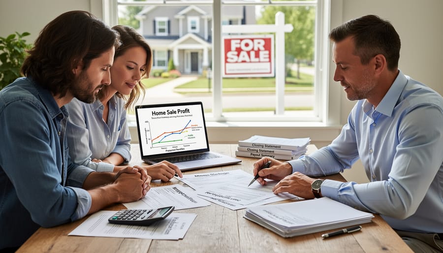 Residential home with sold sign on front lawn