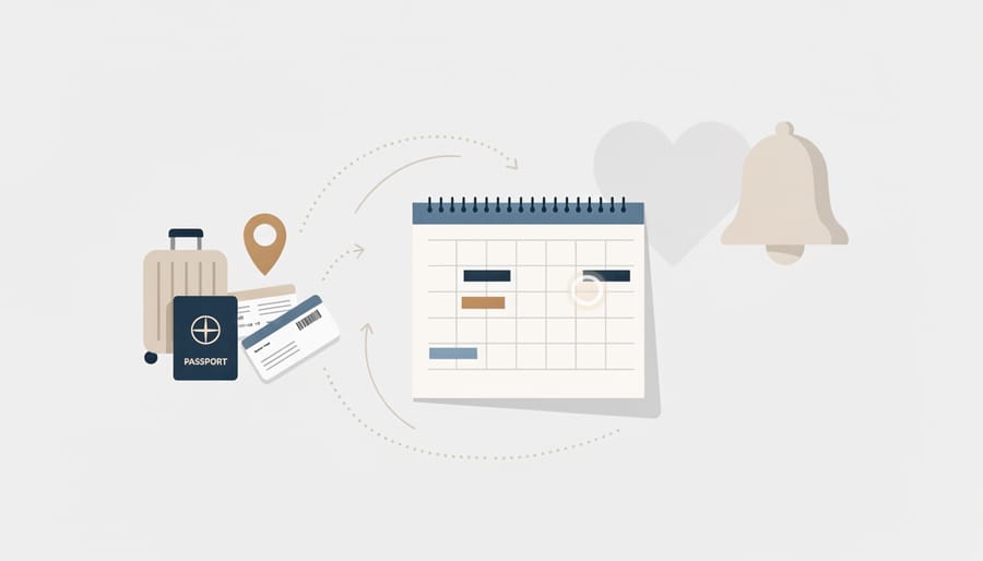 Day planner and smartphone on a desk with coffee, suggesting planning upcoming events